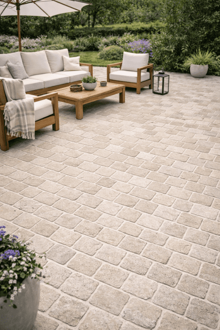 Pavés Sinaï Pearl Antico 14X14 cm Ep. 3 cm - unité de vente : 45 pavés pour 1 m²