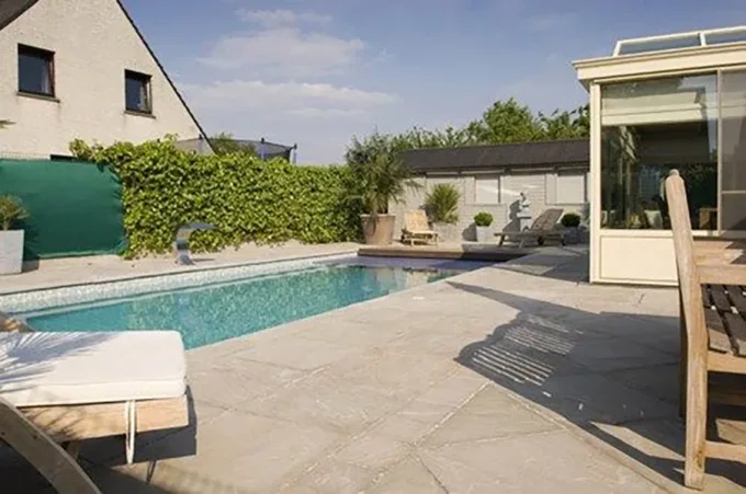 Dallage grès kandla white beige blanc rosé 40/60 cm Ep.2.2 cm - Unité de vente 1.0234 m² (4 dalles