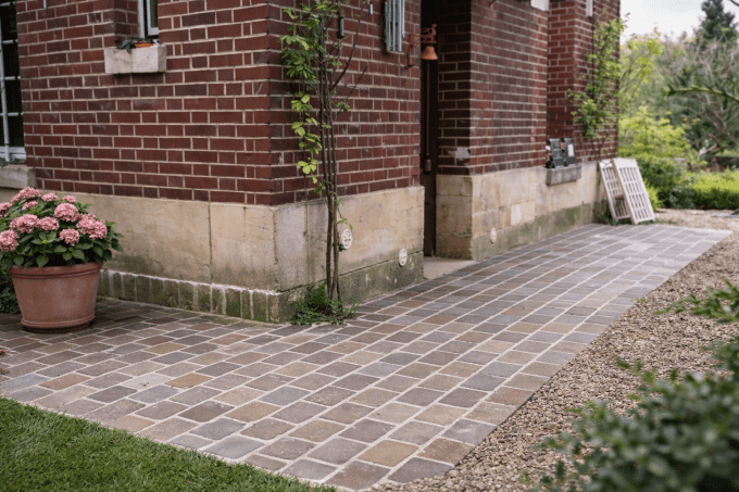 Pavés grès kandla Multi Color 14/20 cm Ep. 11/13 - unité de vente : 1 m² pour 30 pavés