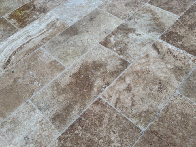 Dallage travertin mix beige rustic 20.3/40.6 cm Ep. 1.2 cm - Unité de vente 1.011 m² ( 12 pièces)