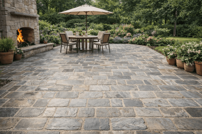 Pavés grès kandla Gris 14/20 cm Ep. 7/9 cm - unité de vente : 1 m² pour 30 pavés