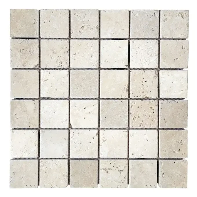 Mosaic carré travertin 1er choix mix beige 4.9/4.9 cm - 30.5 /30.5 cm - unité de vente 0.95 m²