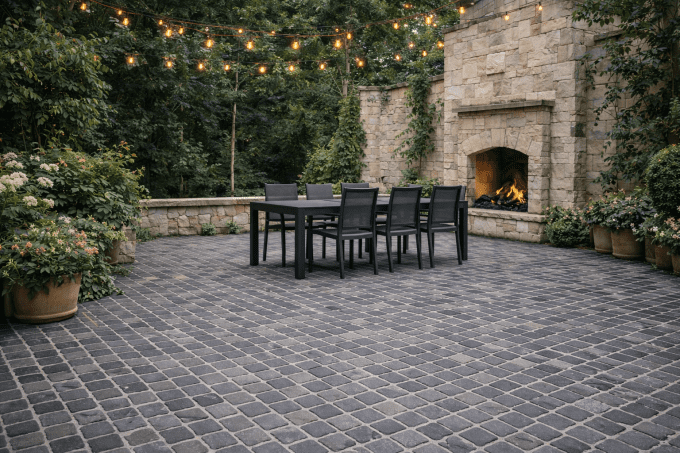 Pavés grès kandla Gris 14/14 cm Ep. 7/9 cm - unité de vente : 1 m² pour 42 pavés